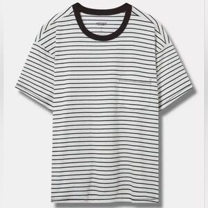 Torrid Black and White Stripe Short Sleeve Crop Tee